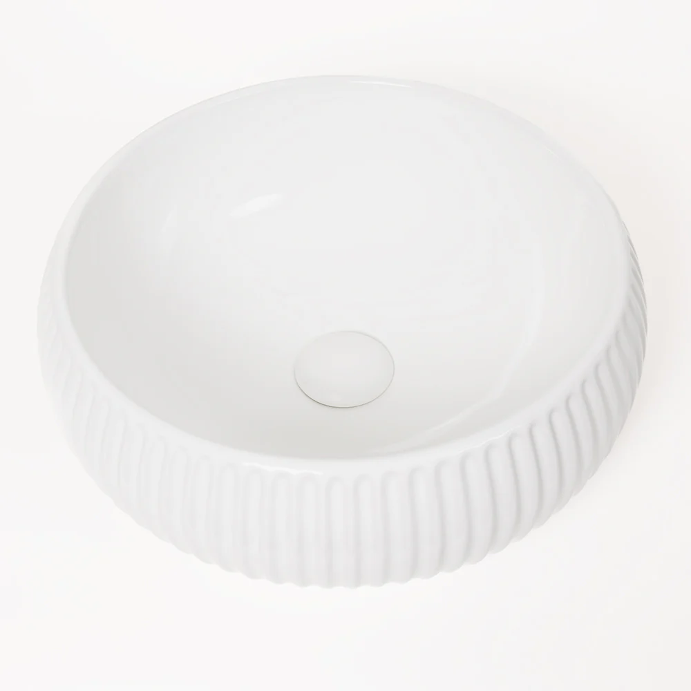 Alma Freya Gloss White Fluted Ceramic Basin - Image 6