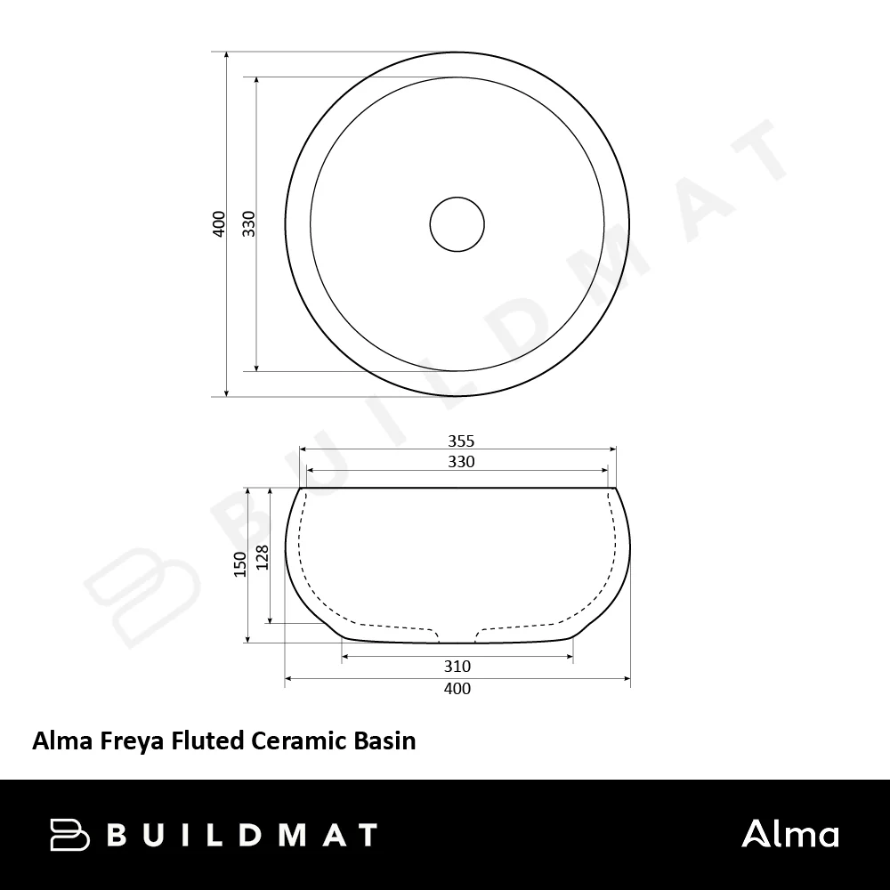 Alma Freya Matte Grey Fluted Ceramic Basin - Image 7