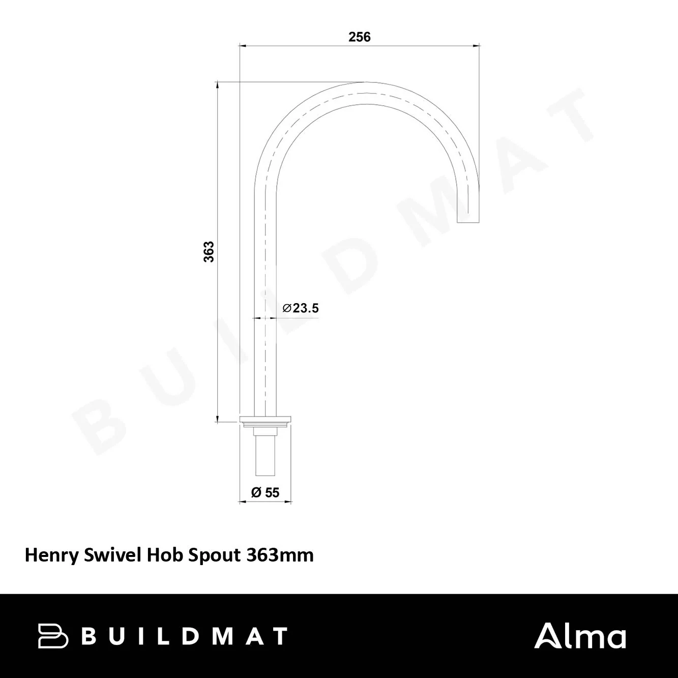 Alma Henry Swivel Hob Spout 363mm Brushed Brass Gold - Image 6