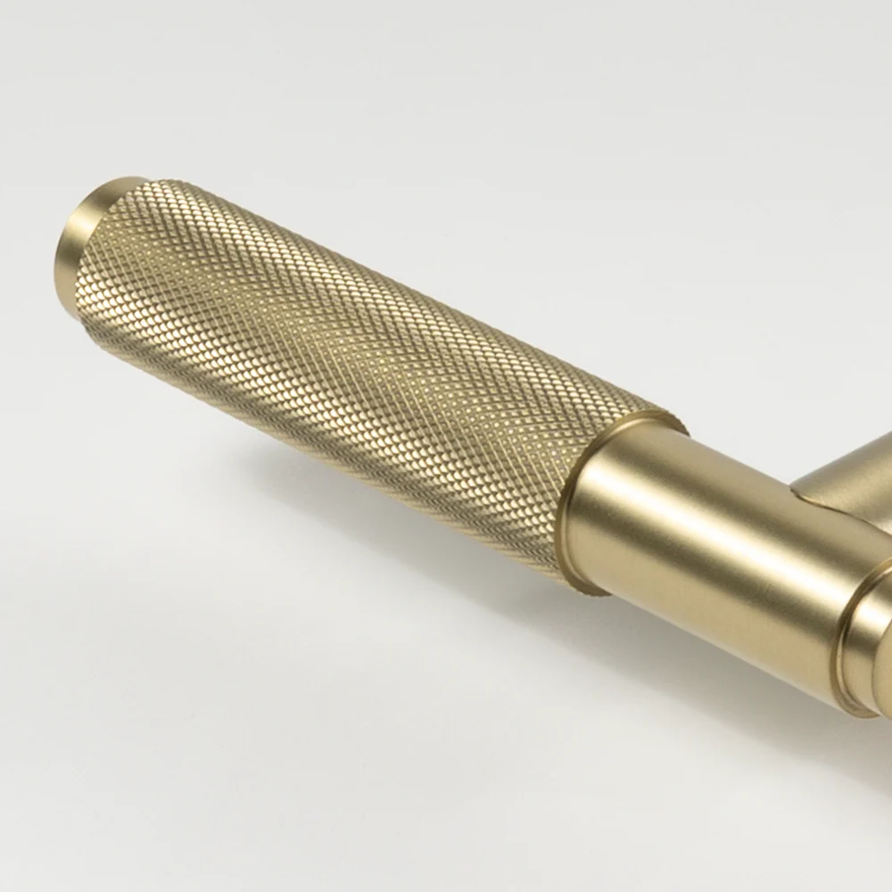Alma Kani Knurled Dummy Door Handle Brushed Brass Gold - Image 4