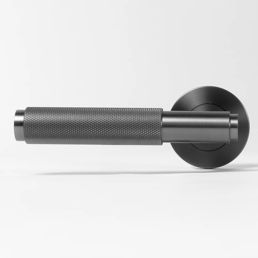 Alma Ivan Door Handle Knurled Brushed Gunmetal - Image 2
