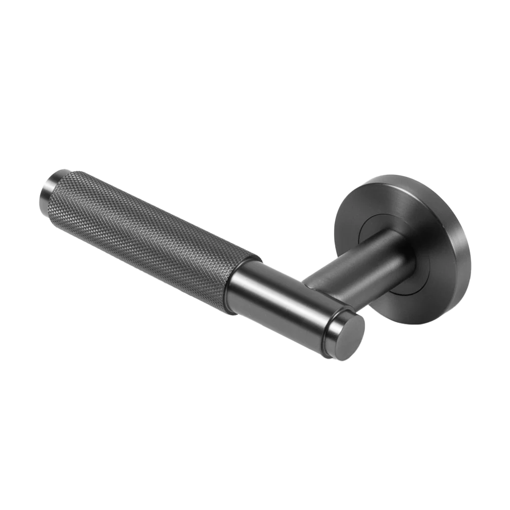 Alma Ivan Door Handle Knurled Brushed Gunmetal