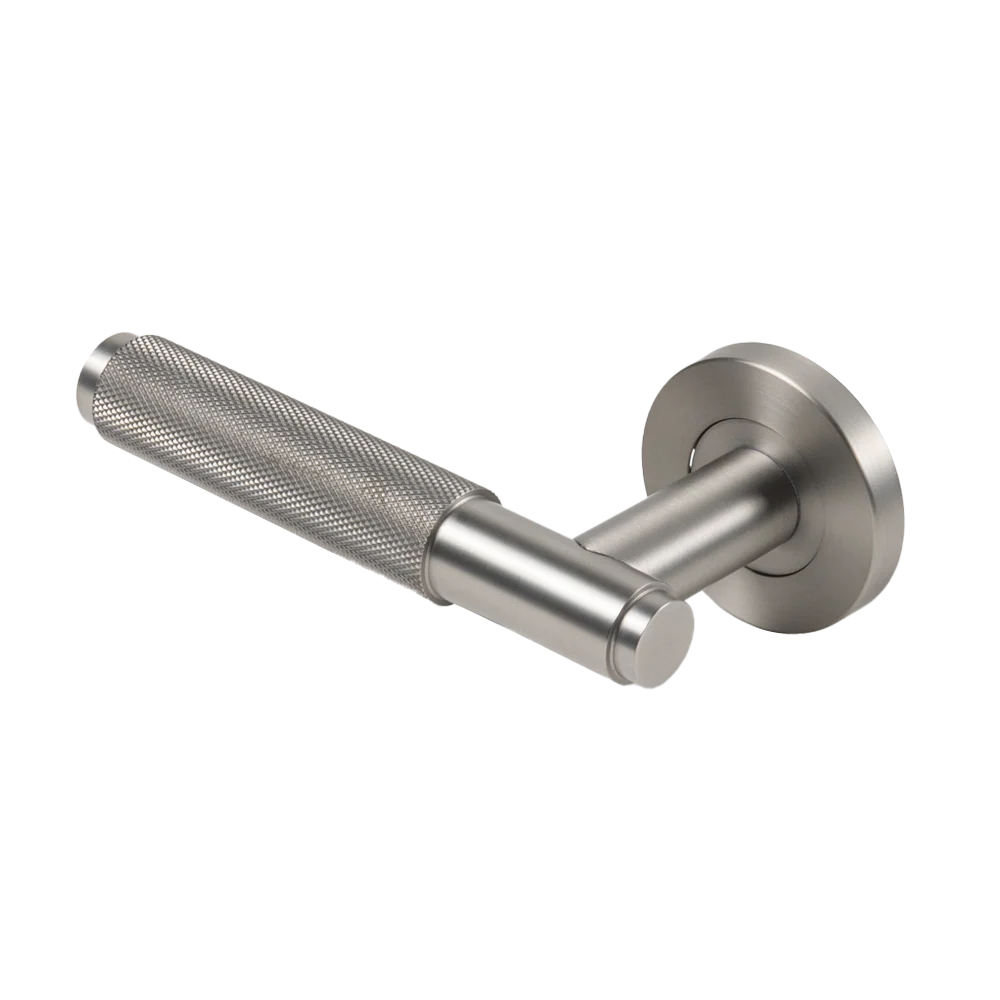 Alma Ivan Door Handle Knurled Brushed Nickel