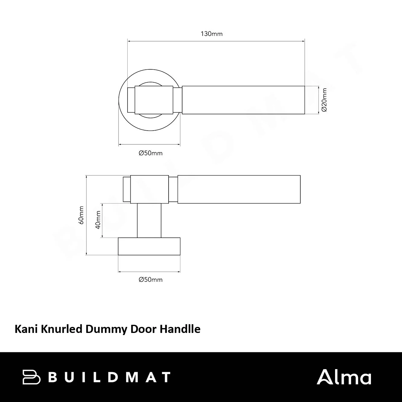 Alma Kani Knurled Dummy Door Handle Matte Black - Image 6