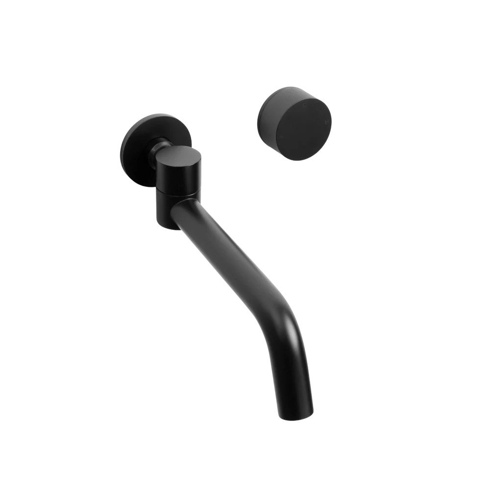 Alma Matte Black Progressive Circle Mixer and Swivel Wall Spout Set