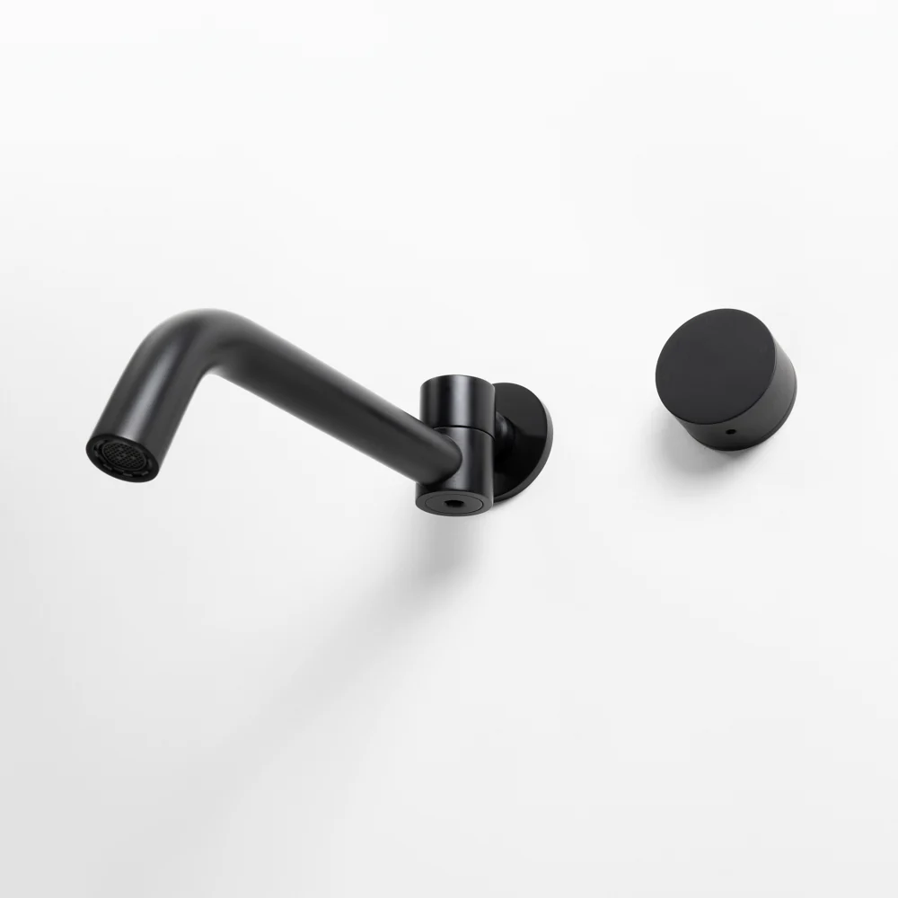 Alma Matte Black Progressive Circle Mixer and Swivel Wall Spout Set - Image 4