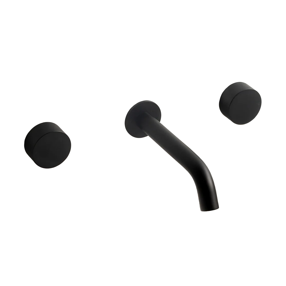 Alma Matte Black Simple Circle Handles and Wall Spout Set - Image 3