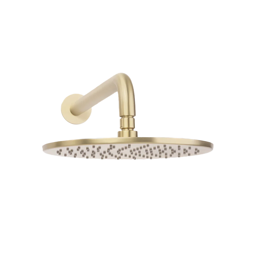 Alma Mira Brushed Brass Gold Curved Shower Arm and Head - Image 3