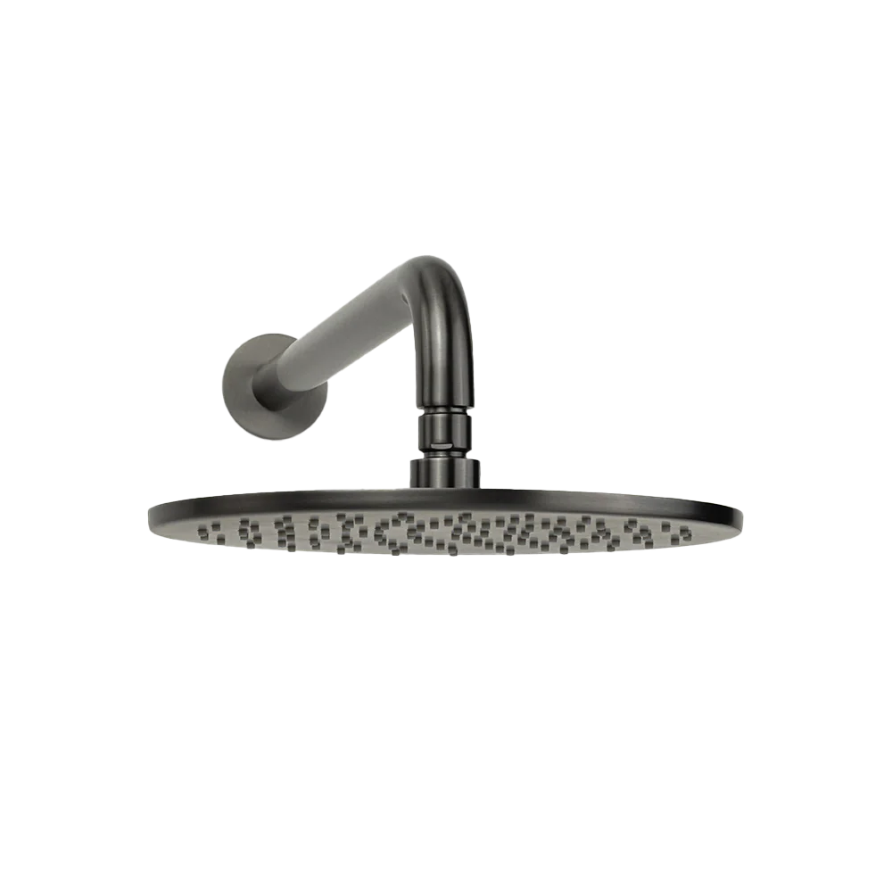 Alma Mira Brushed Gunmetal Curved Shower Arm and Head