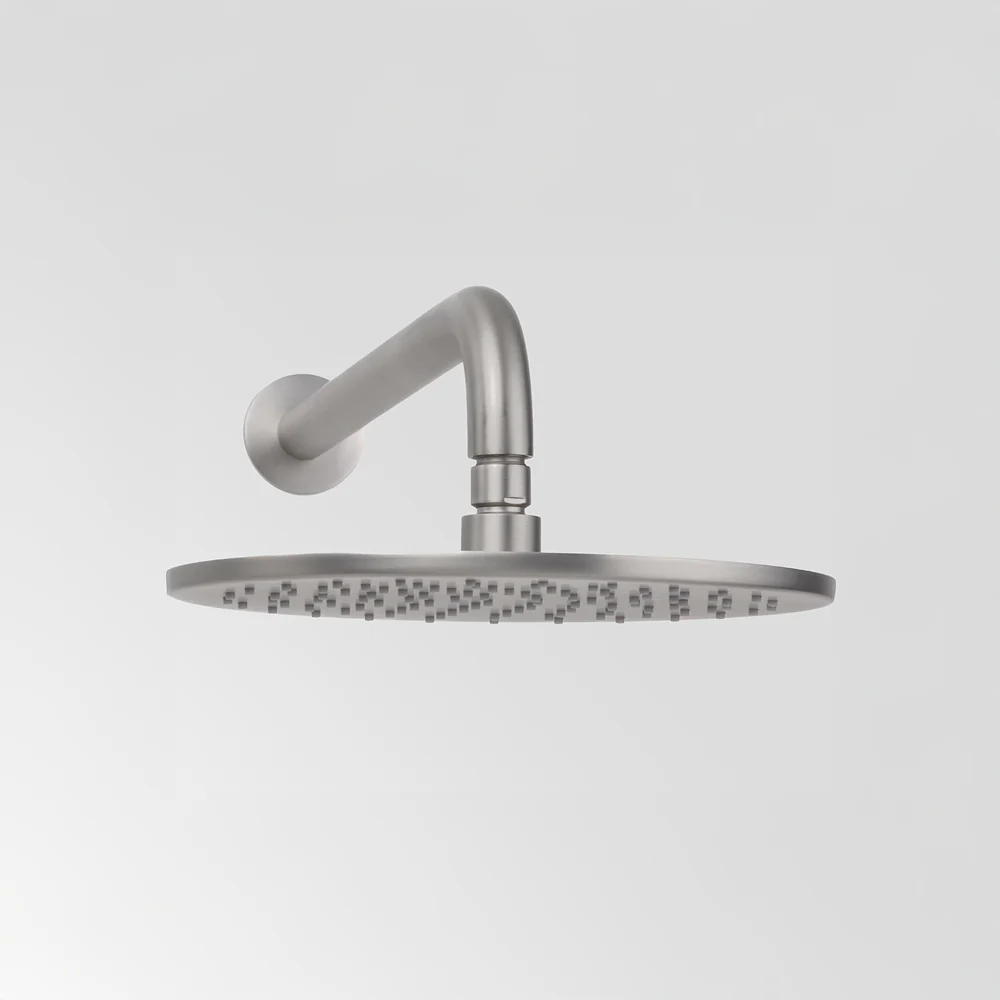 Alma Mira Brushed Nickel Curved Shower Arm and Head - Image 2