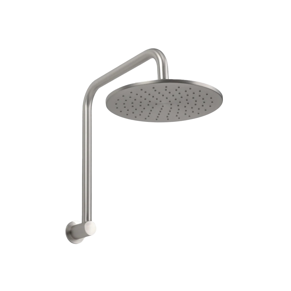 Alma Mira Brushed Nickel High Rise Upswept Shower Arm and Head
