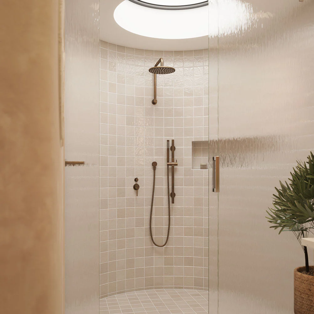 Alma Mira Brushed Vintage Antique Brass Shower on Rail - Image 2