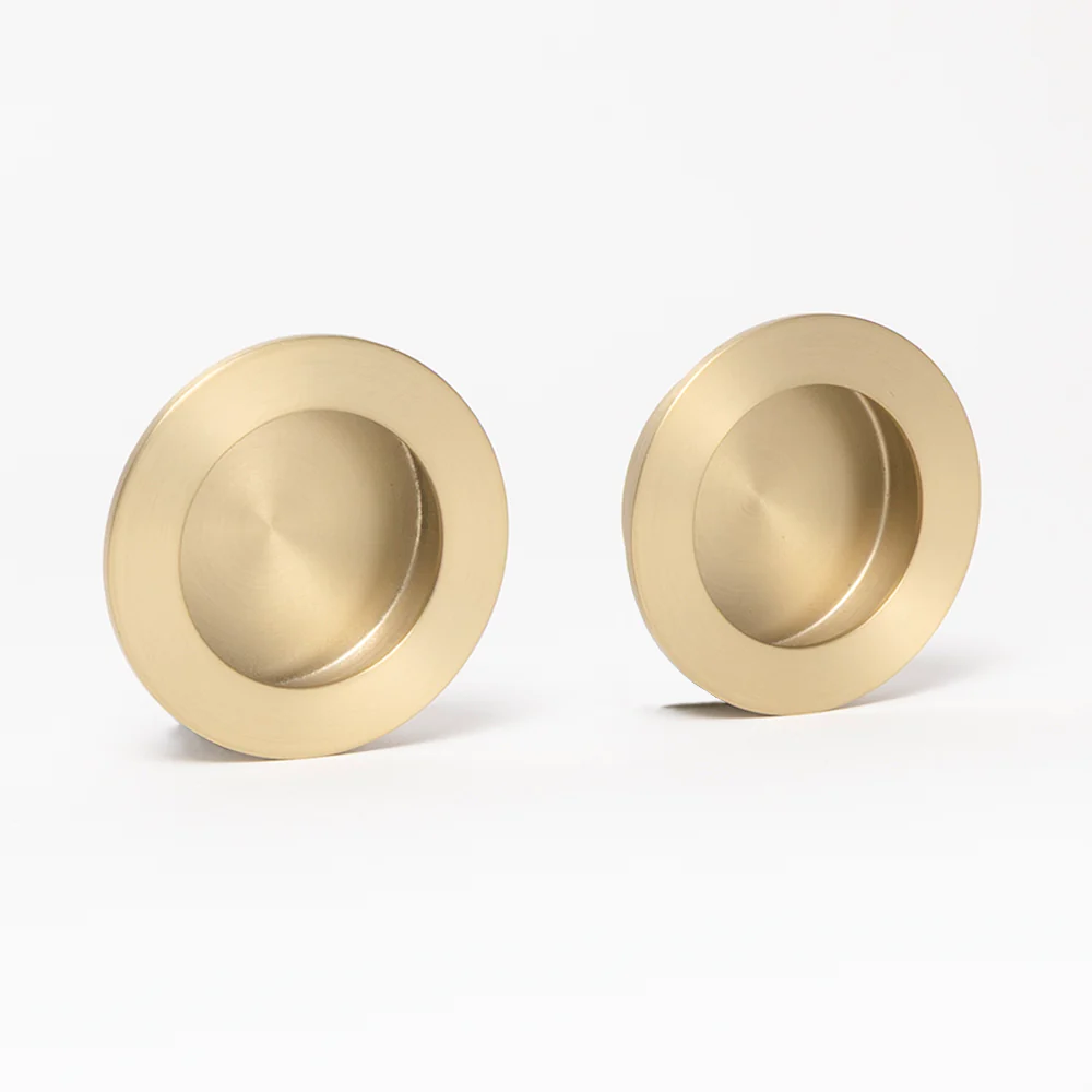 Alma Rian Round Flush Pull Brushed Brass Gold - Image 2