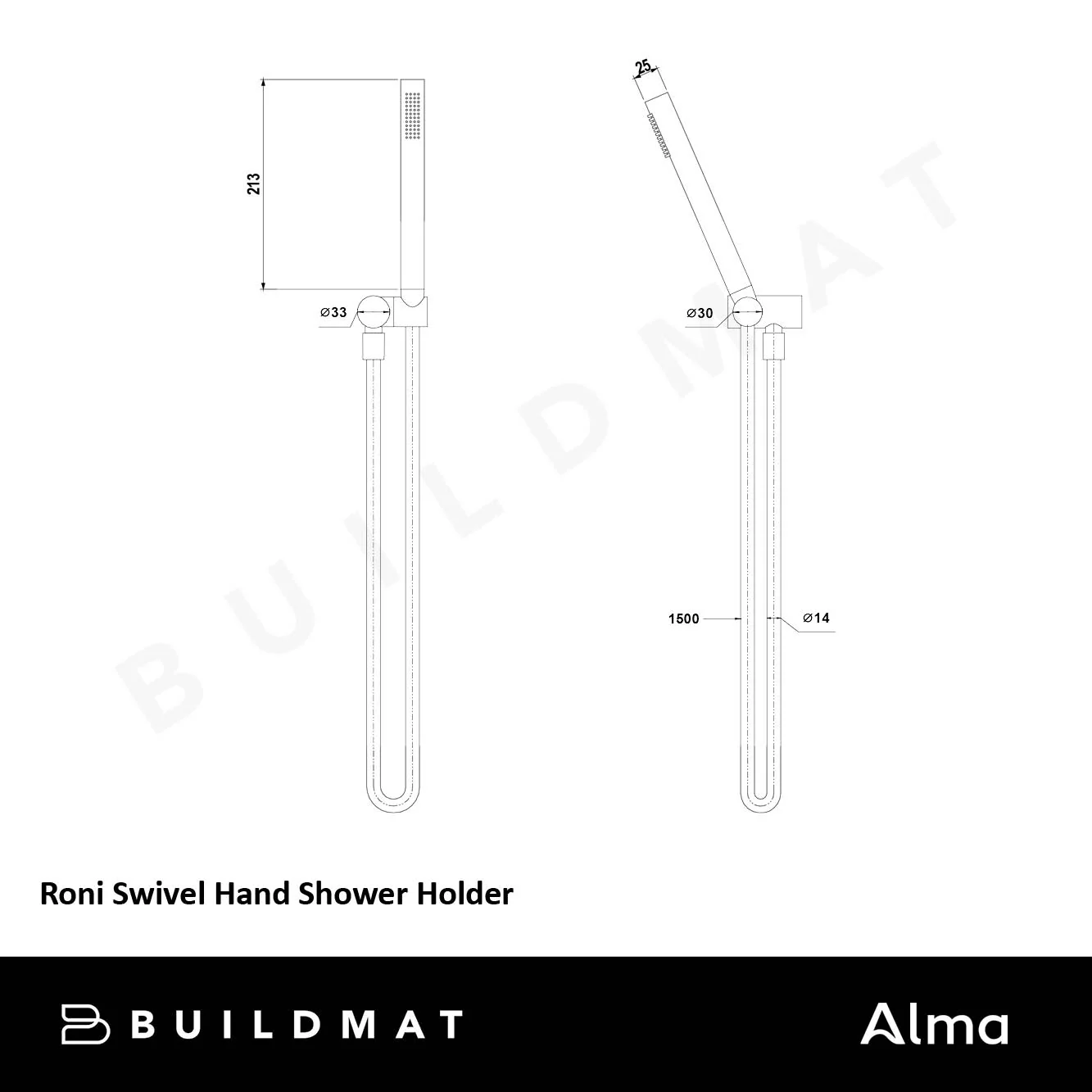 Alma Roni Hand Shower on Swivel Holder Brushed Nickel - Image 6