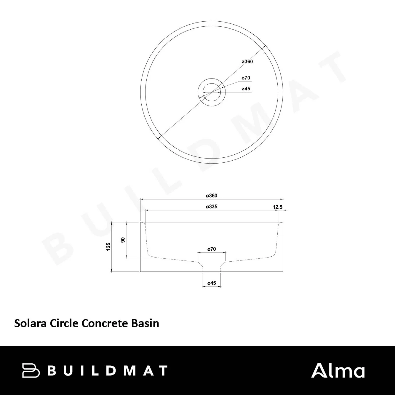 Alma Solara Circle Concrete Basin Terracotta - Image 5