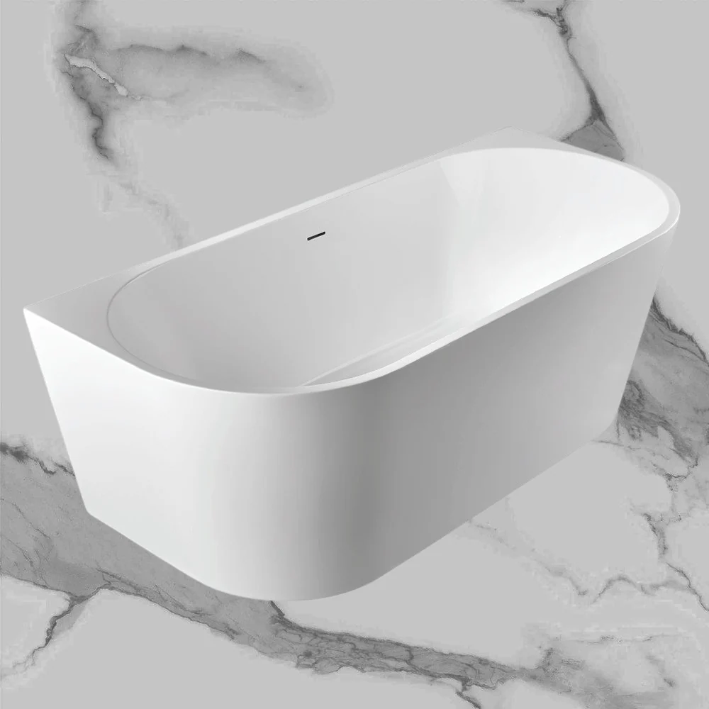 Arcisan Axus Back To Wall 1500mm Acrylic Bath with Overflow Matte White - Image 2