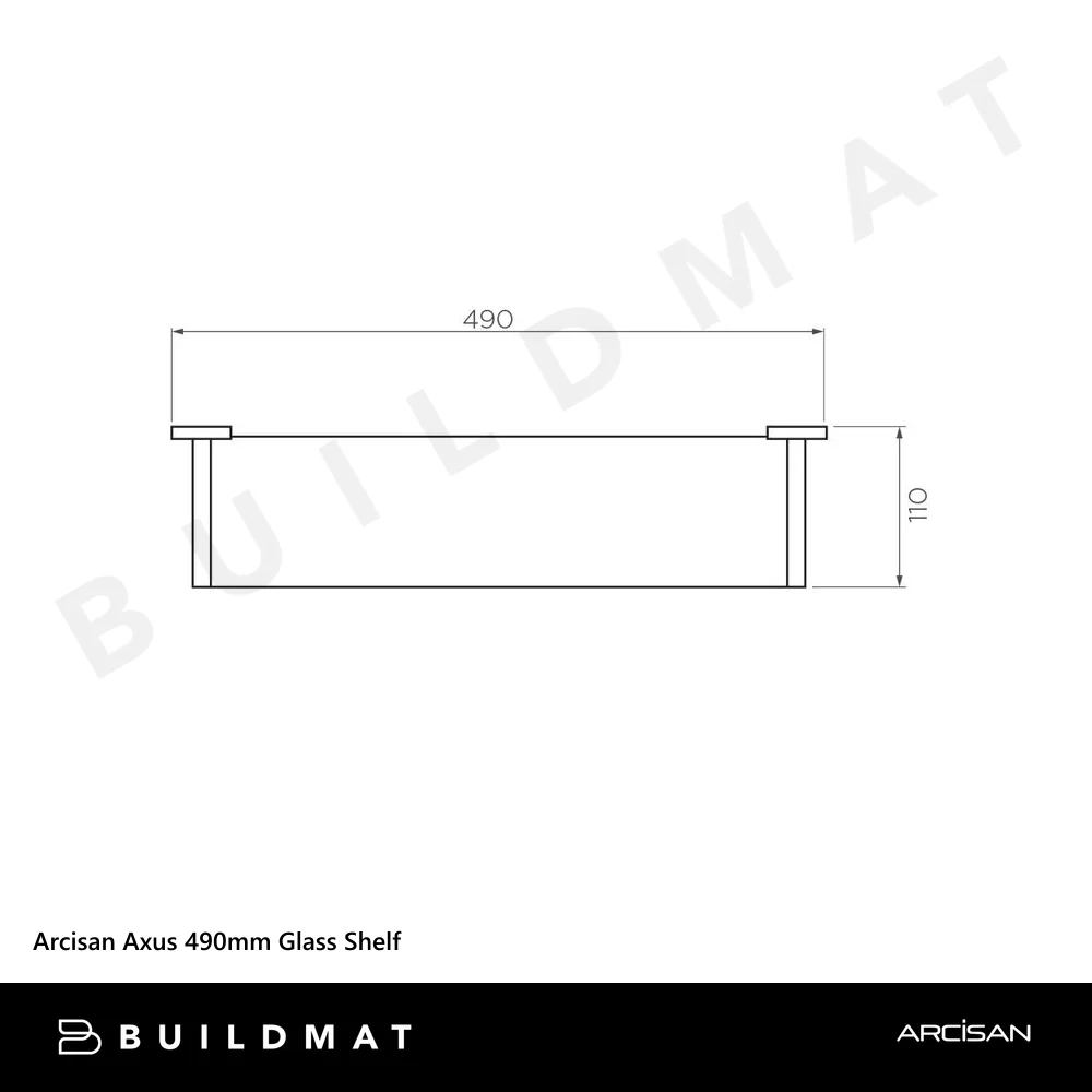 Arcisan Axus 490mm Glass Shelf Chrome - Image 4