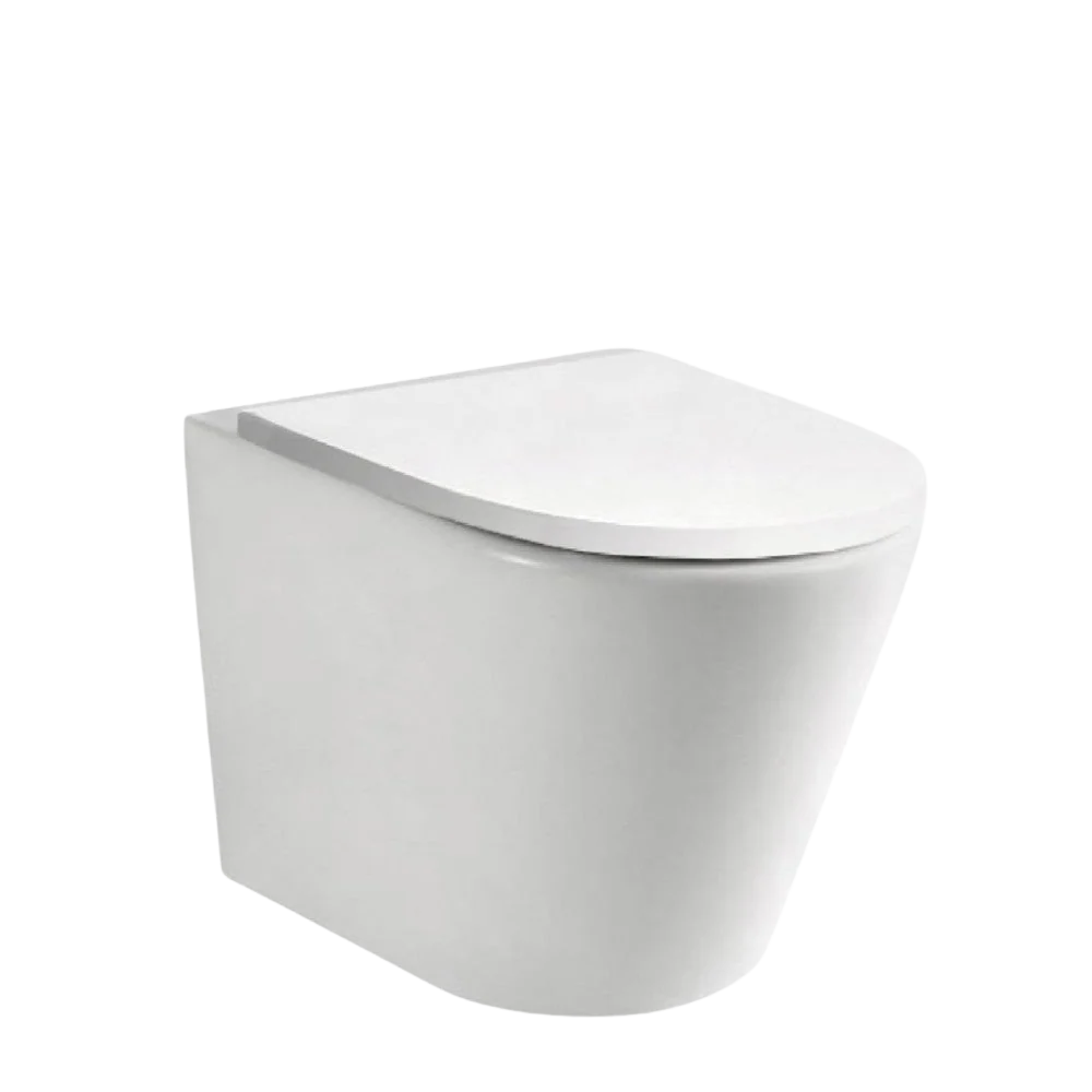 Arcisan Axus Rimless Wall Faced Toilet Pan with Wrap Seat White