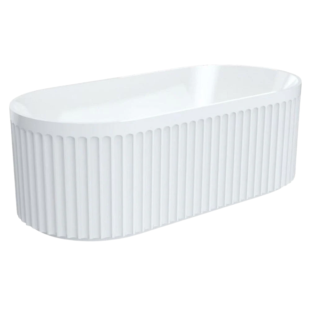 Arcisan Fluut 1700mm Freestanding Acrylic Bath with Overflow Matte White