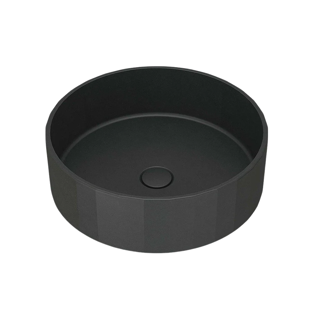 Arcisan Kasta-Lux Fic Above Counter 400mm Faceted Round Basin with Pop Up Waste Charcoal