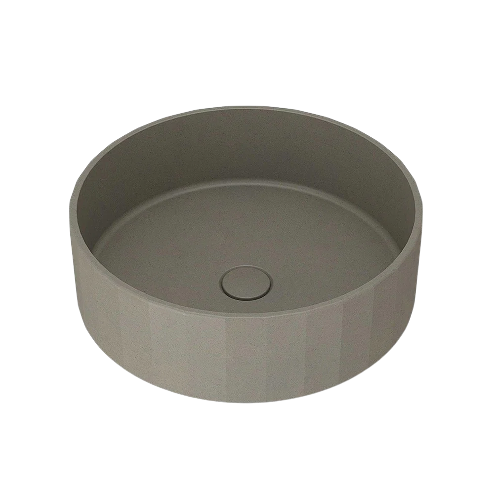 Arcisan Kasta-Lux Fic Above Counter 400mm Faceted Round Basin with Pop Up Waste Olive