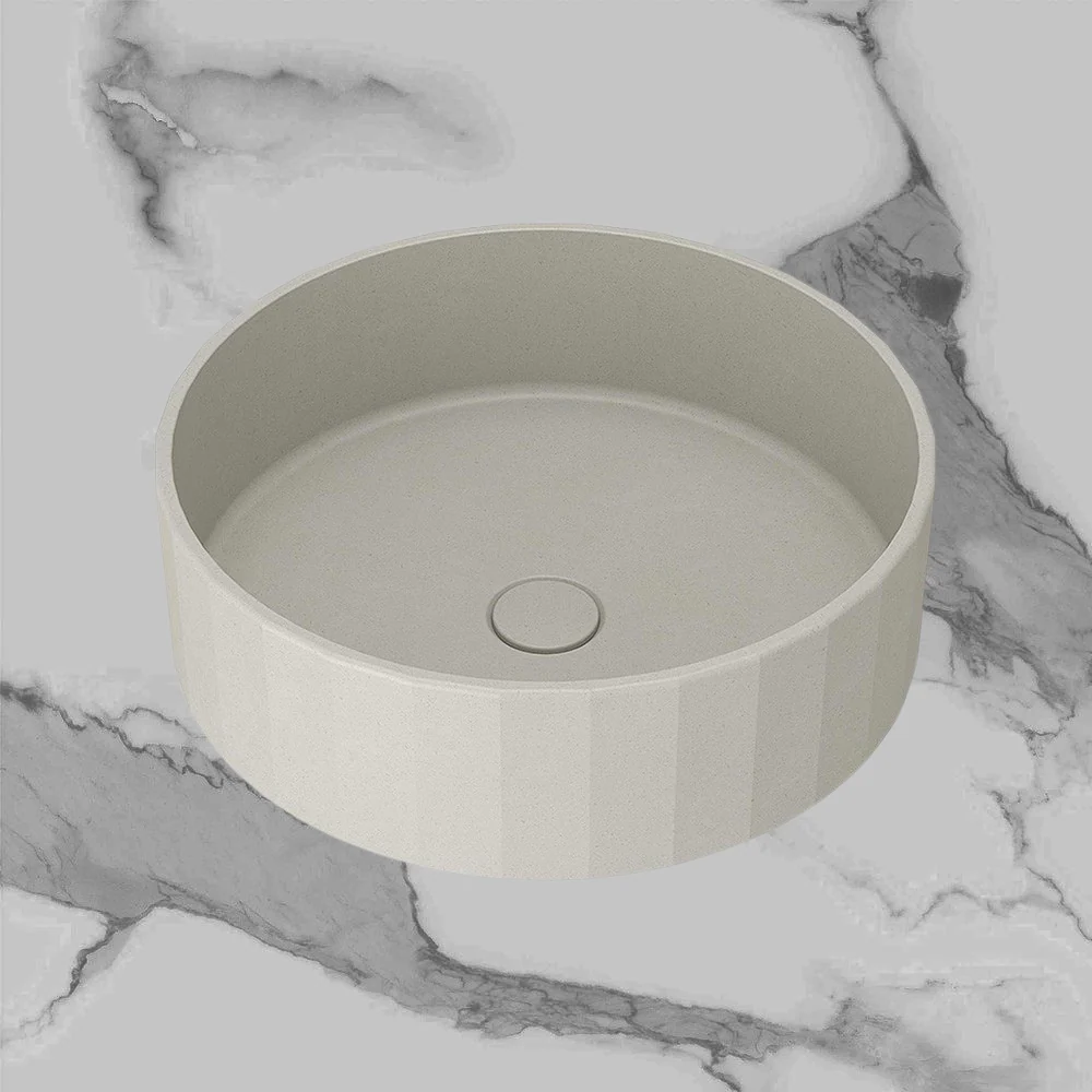 Arcisan Kasta-Lux Fic Above Counter 430mm Faceted Round Basin with Pop Up Waste Earth - Image 2