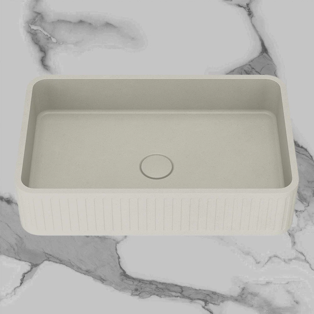 Arcisan Kasta-Lux Fic Above Counter 520mm Ribbed Basin with Pop Up Waste Earth - Image 2