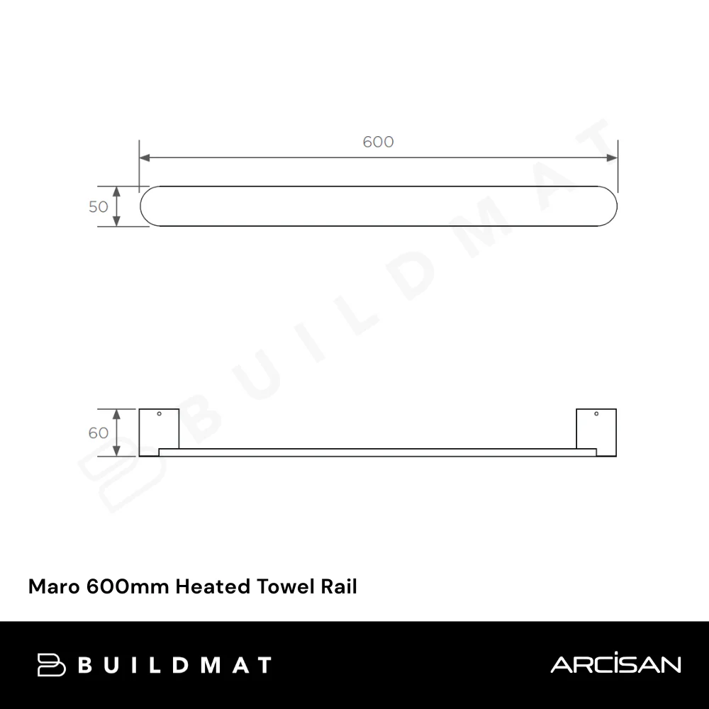 Arcisan Maro 600mm Heated Towel Rail Brushed Brass - Image 4