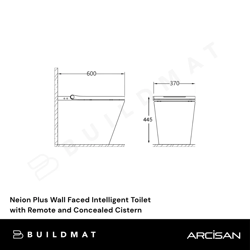 Arcisan Neion Plus Wall Faced Intelligent Toilet Pan with Remote White - Image 4