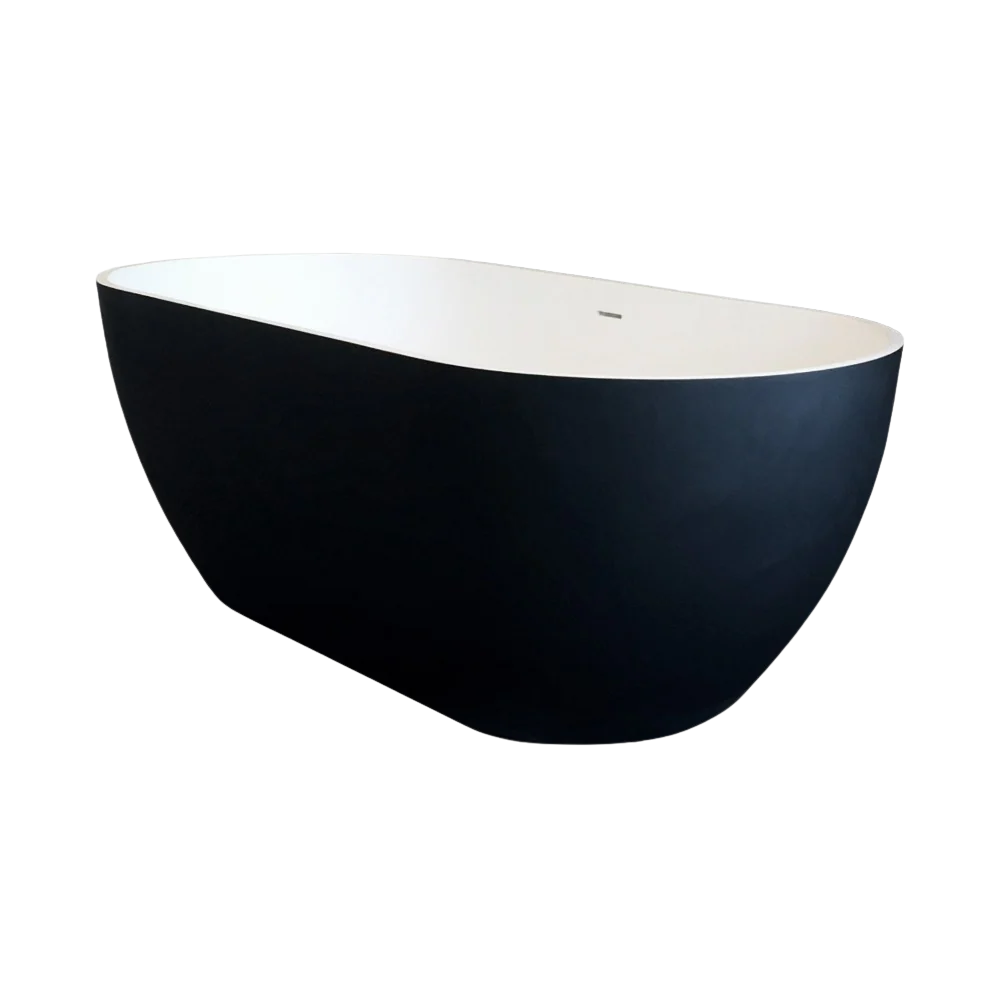 Arcisan Synergii 1500mm Solid Surface Bath with Overflow Matte Black White Interior - Image 3