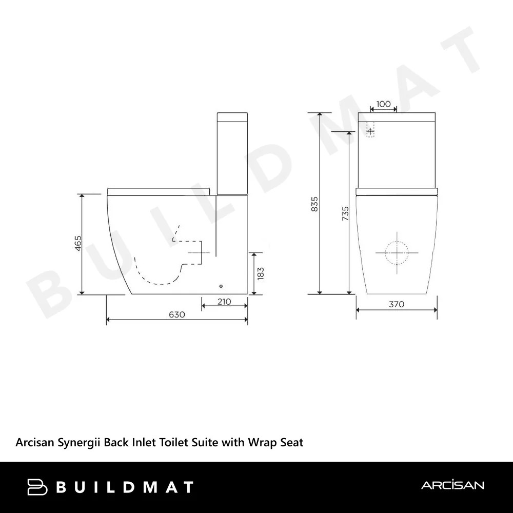 Arcisan Synergii Back Inlet Toilet Suite with Wrap Seat White - Image 4