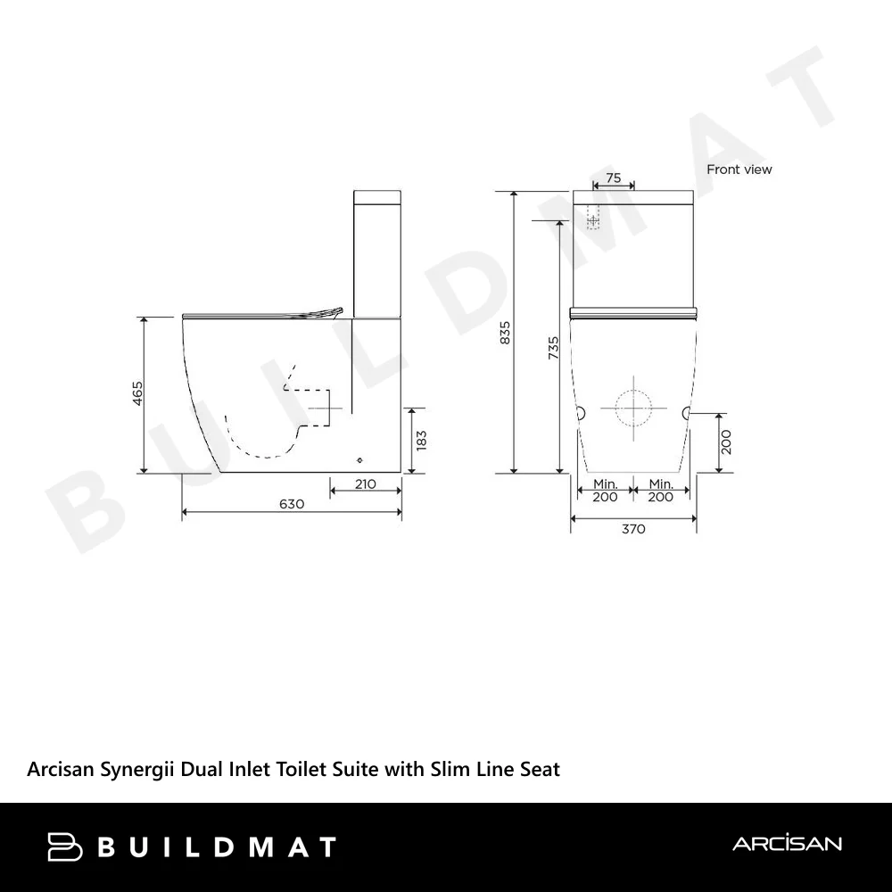 Arcisan Synergii Dual Inlet Toilet Suite with Slim Line Seat White - Image 4