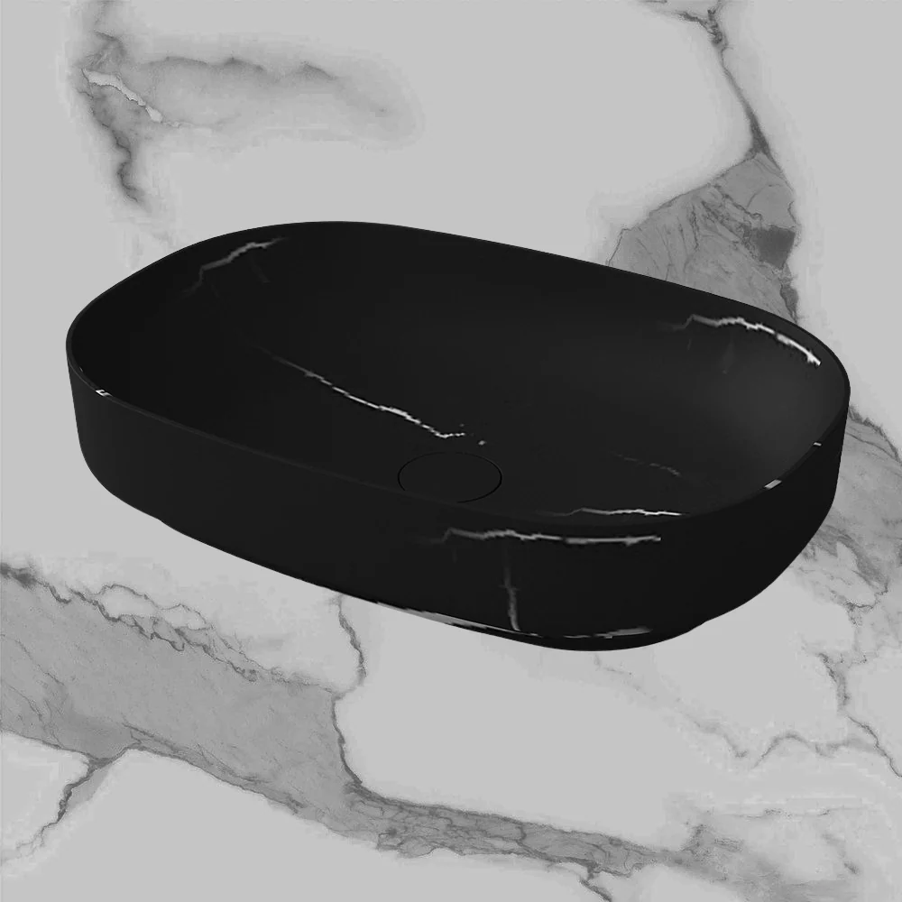 Arcisan Arcistone Synergii Stone 550mm Above Counter Basin Nero Marquina - Image 2