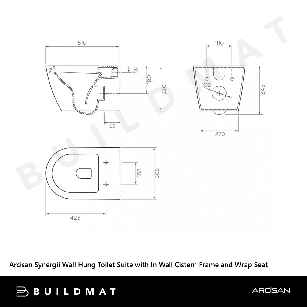 Arcisan Synergii Wall Hung Toilet Suite with In Wall Cistern Frame and Wrap Seat White - Image 4