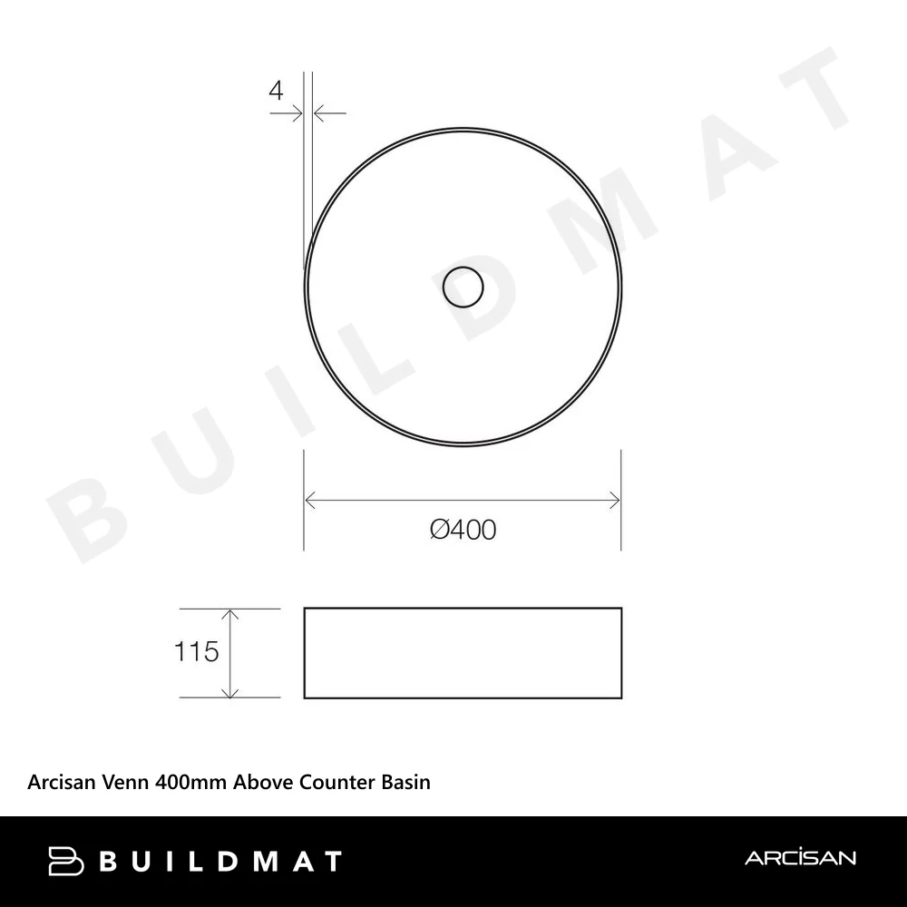Arcisan Venn 400mm Above Counter Basin Carbon - Image 4