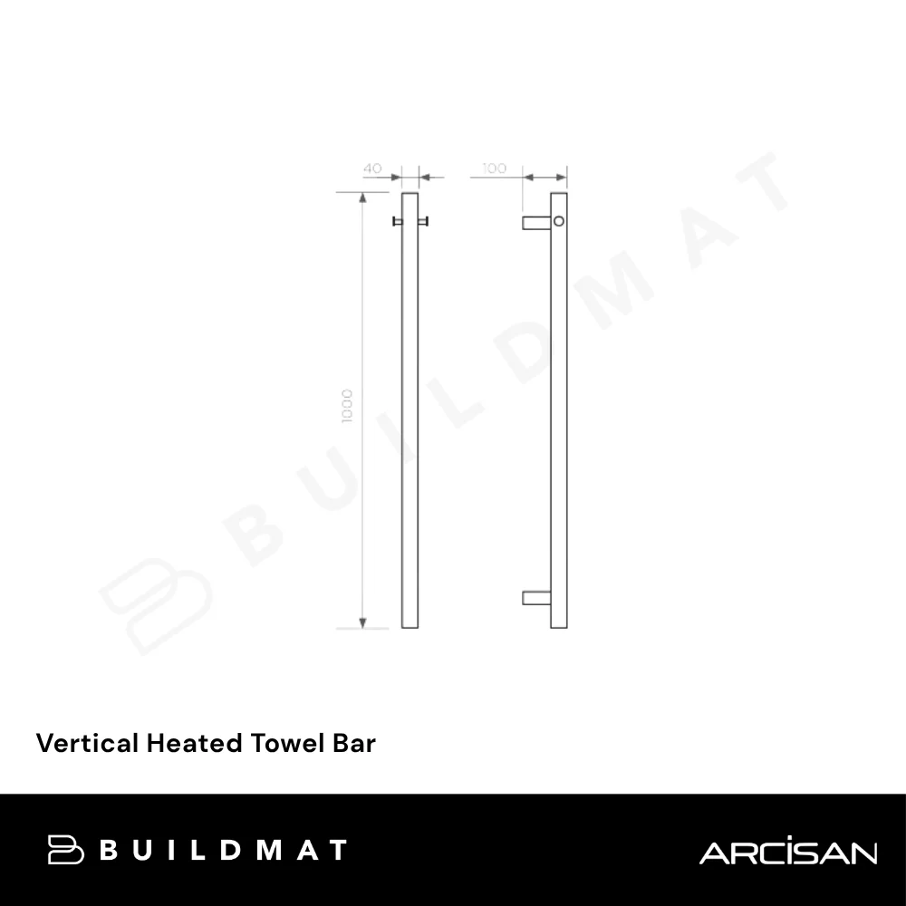 Arcisan Vertical Heated Towel Bar Brushed Gunmetal - Image 4