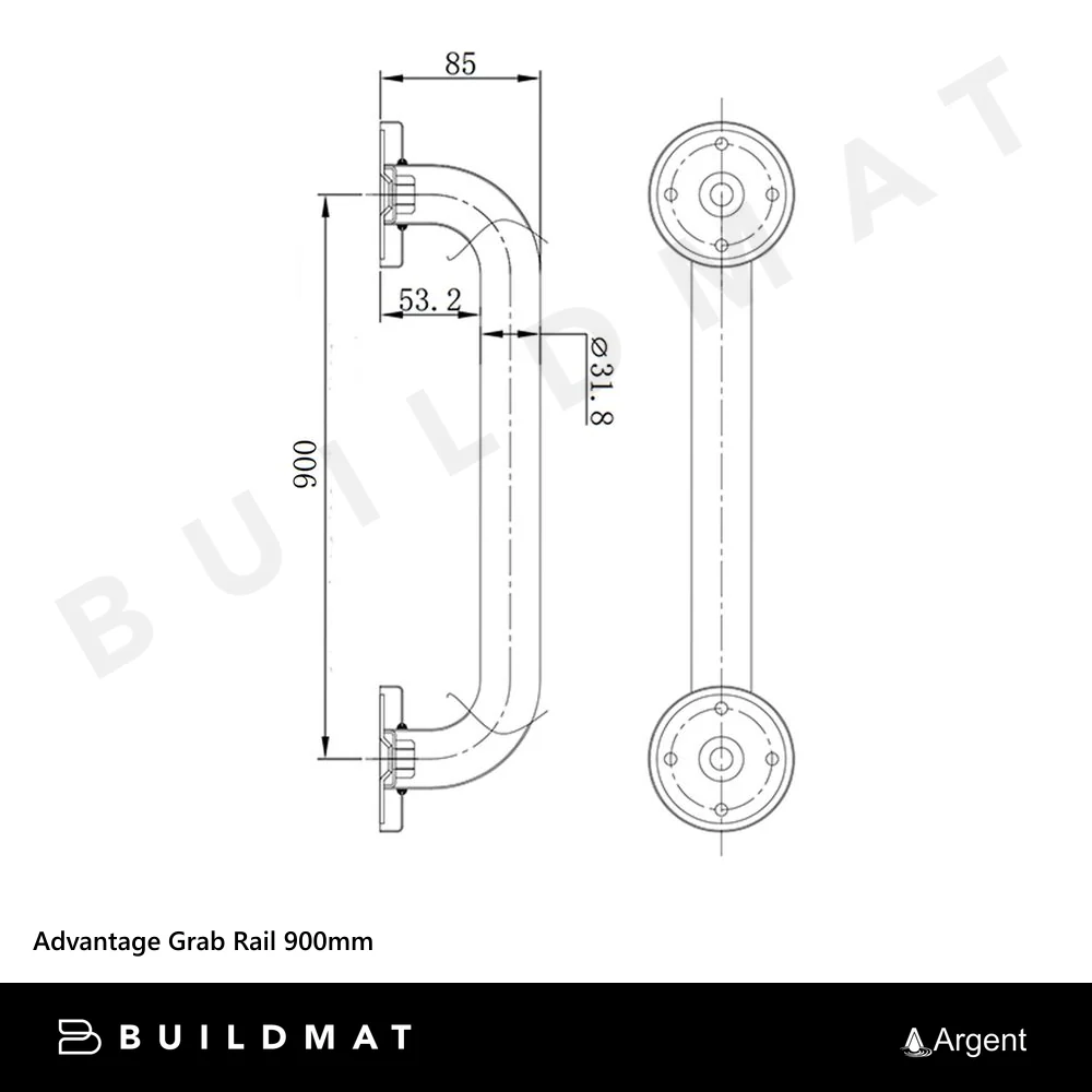 Argent Advantage Grab Rail 900mm Matte Black - Image 4