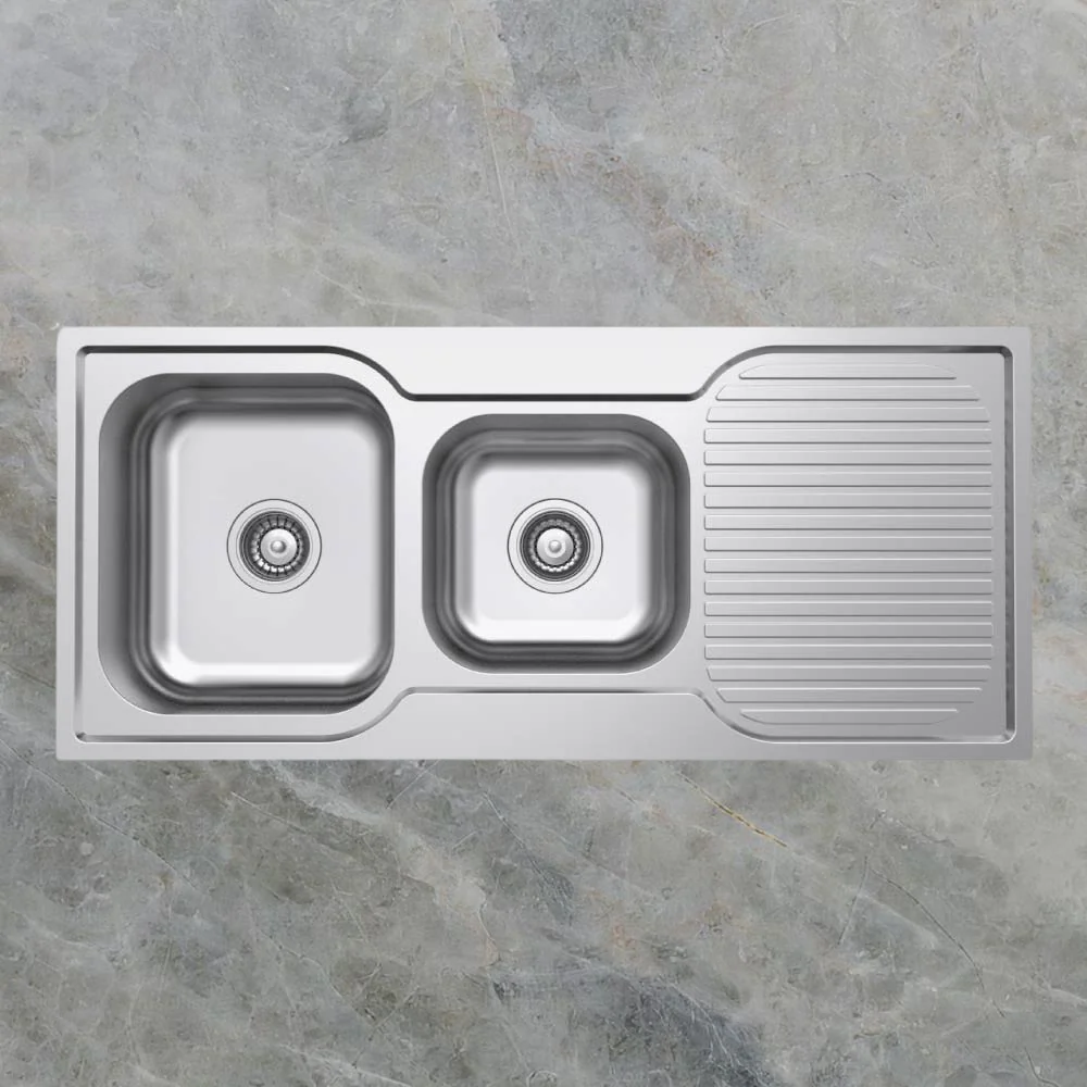 Argent Alto 1080mm 1 and 3/4 Sink with Right Hand Drainboard Stainless Steel - Image 2