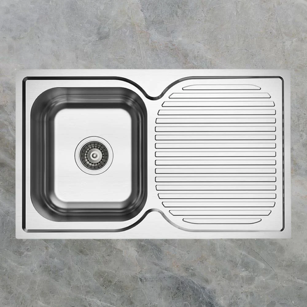 Argent Alto 780mm Sink with Right Hand Drainboard Stainless Steel - Image 2