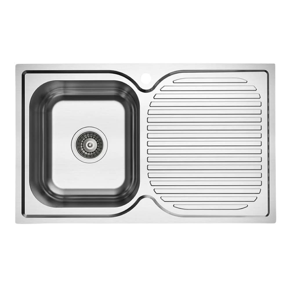 Argent Alto 780mm Sink with Right Hand Drainboard 1 Tap Hole Stainless Steel