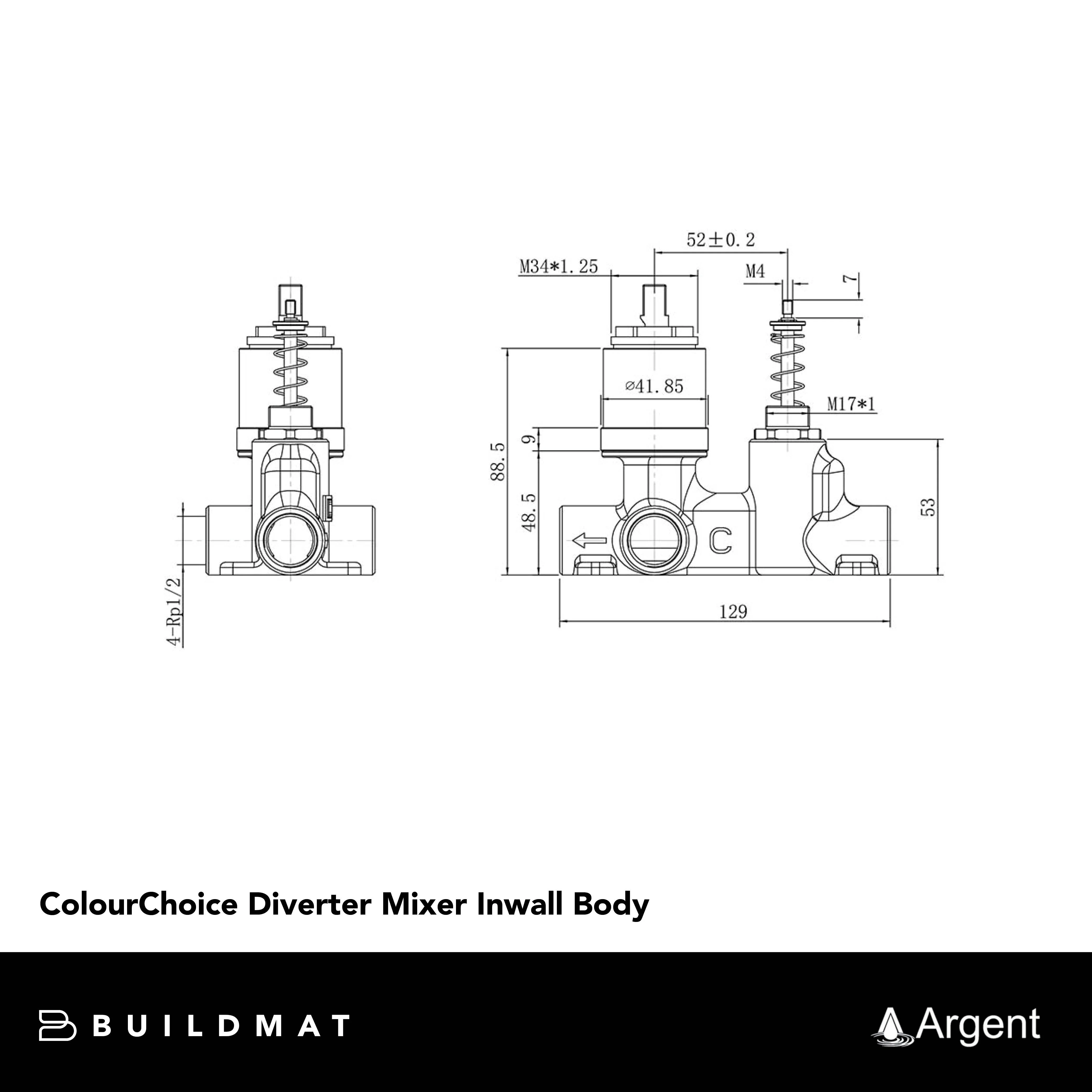 Villeroy & Boch ColourChoice Diverter Mixer Inwall Body Lead Free - Image 4