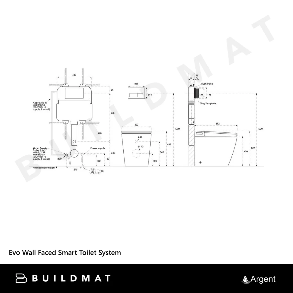 Argent Evo Wall Faced Smart Toilet Suite White - Image 8