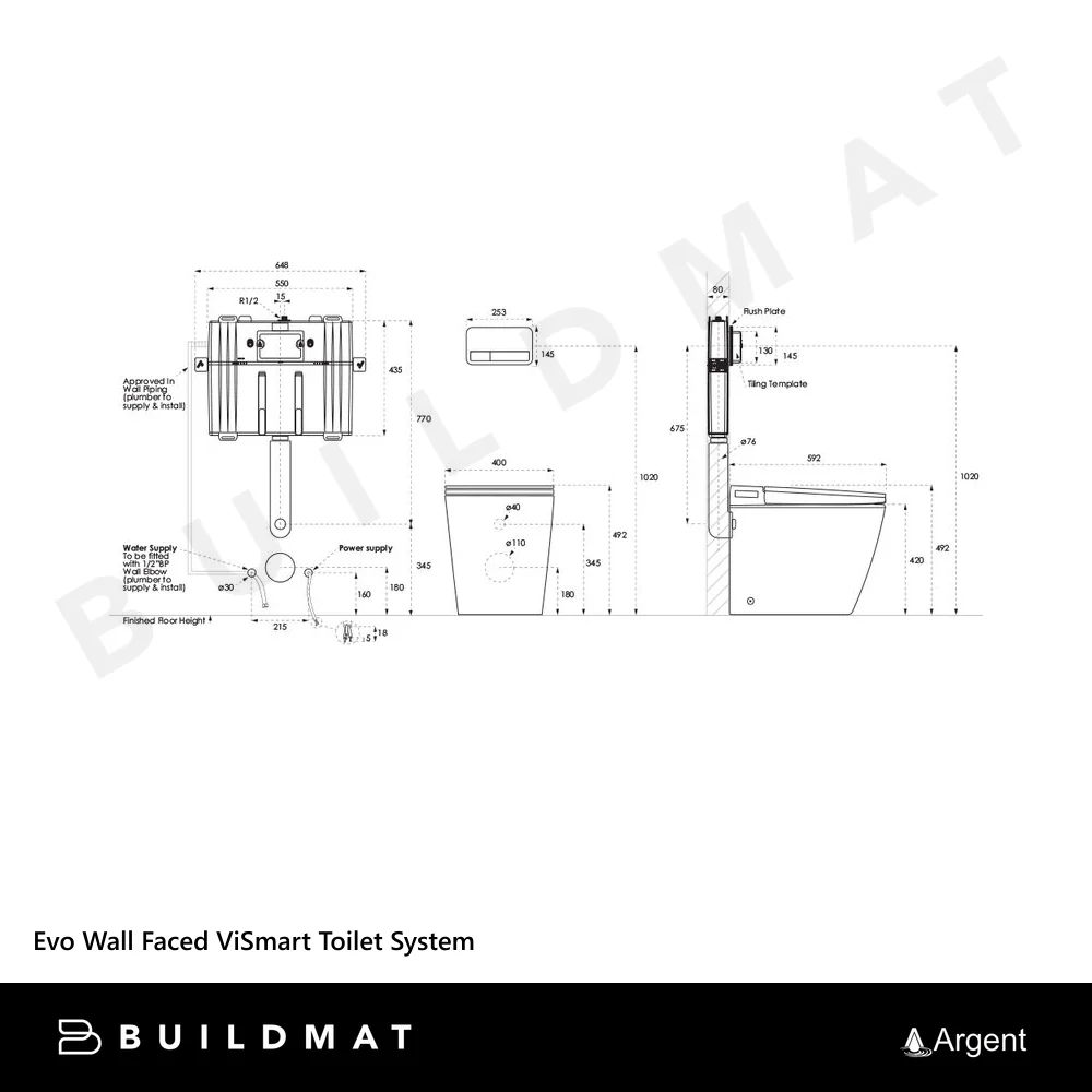 Argent Evo Wall Faced ViSmart Toilet Suite White - Image 8