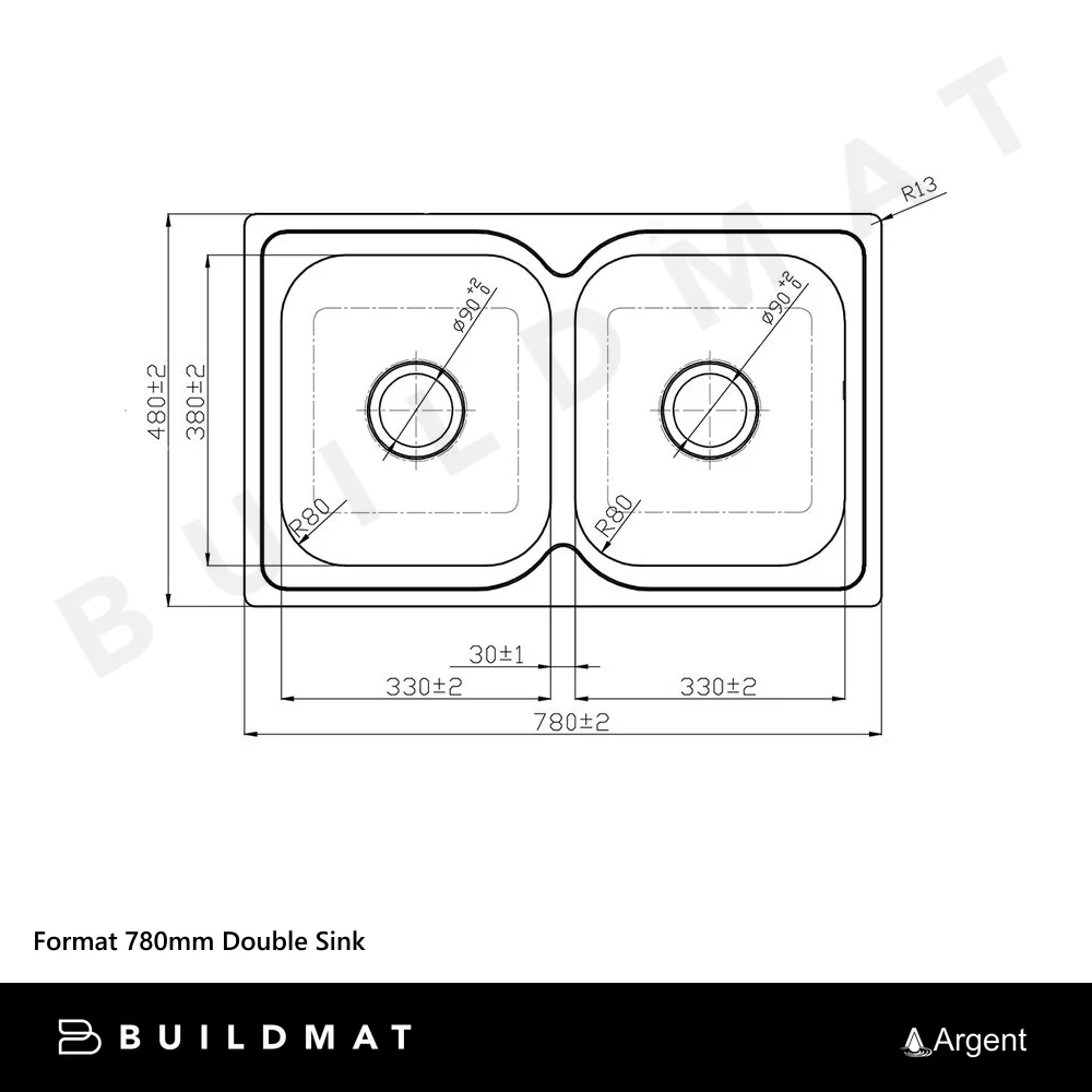 Argent Format 780mm Double Sink Stainless Steel - Image 4