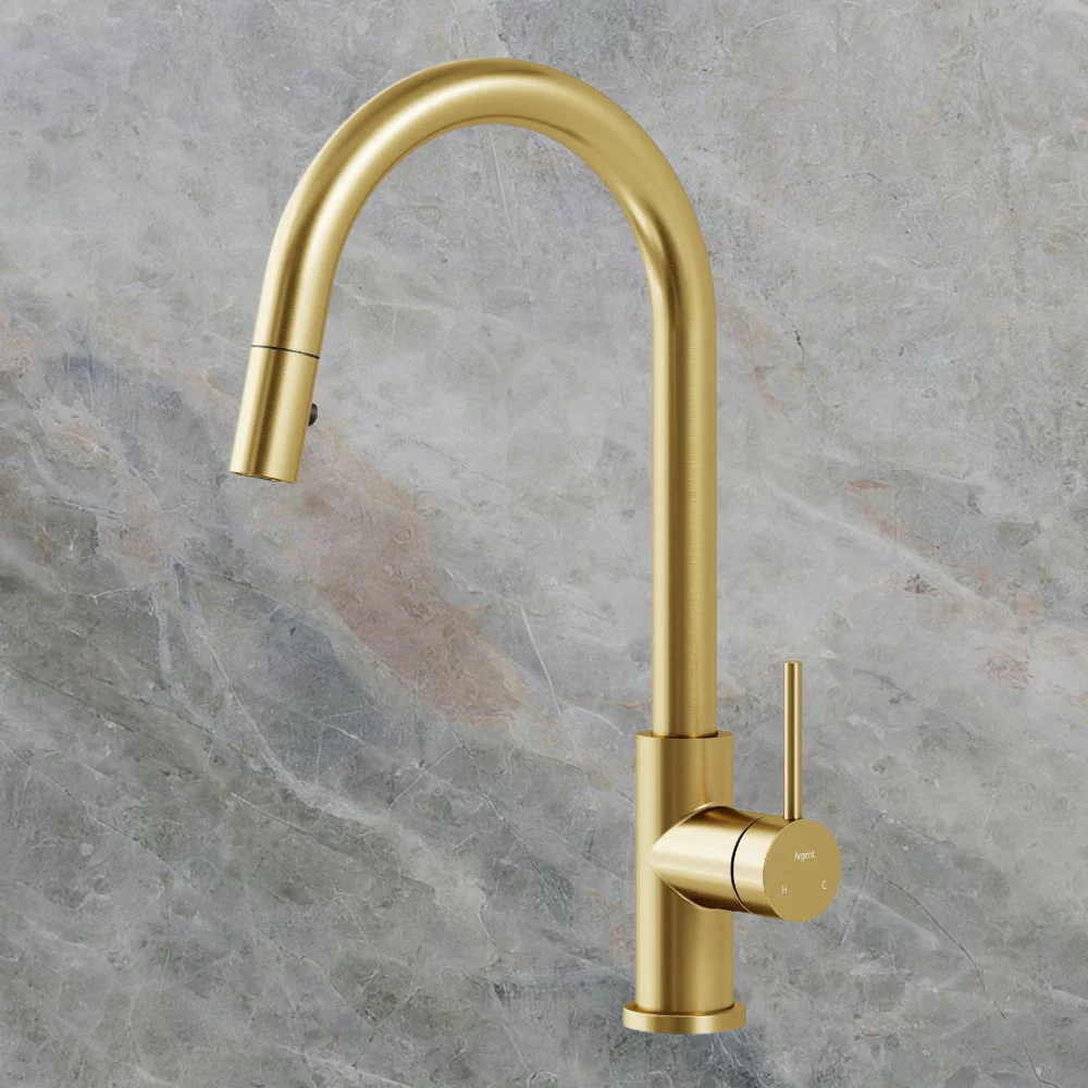 Argent Grace 2.0 Kitchen Mixer Pull Out Spray Brushed Gold Lead Free - Image 2