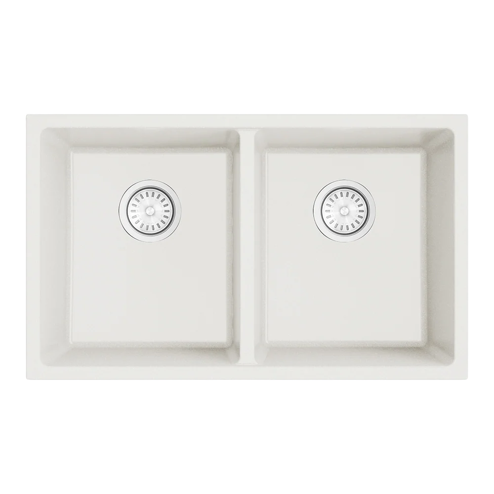 Argent Grace 760mm Double Bowl Granite Sink White
