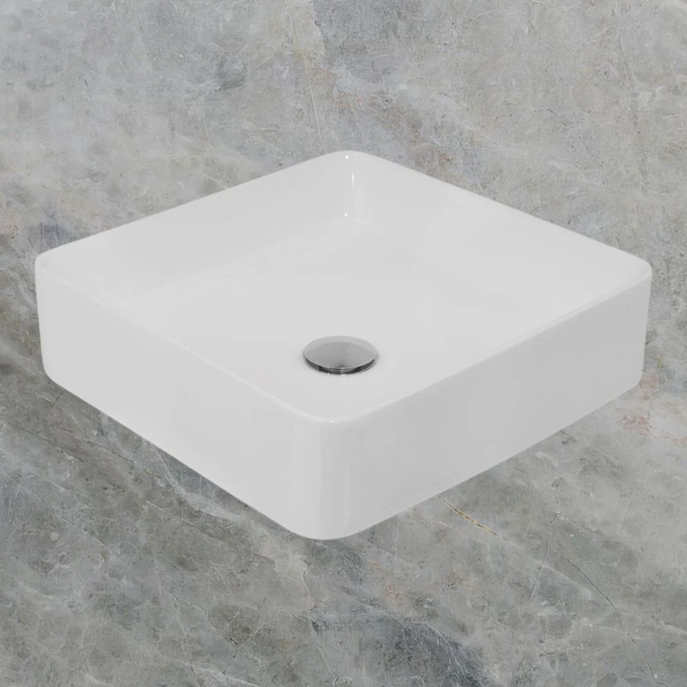 Argent Grace Neu 360mm Square Vessel Basin Gloss White - Image 2