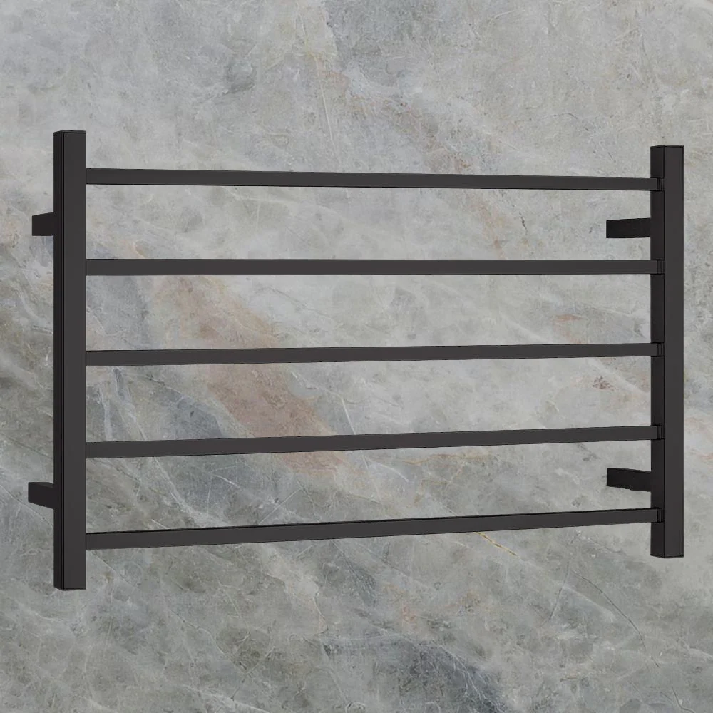 Argent Kubic 600mm 5 Bar Heated Towel Rail Matte Black - Image 2