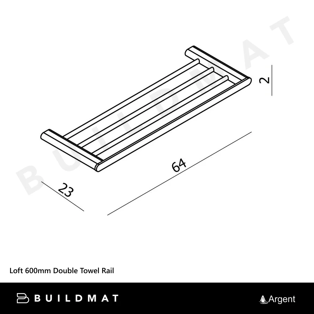 Argent Loft 600mm Double Towel Rail Chrome - Image 4