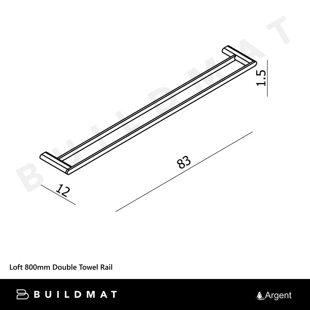 Argent Loft 800mm Double Towel Rail Chrome - Image 4